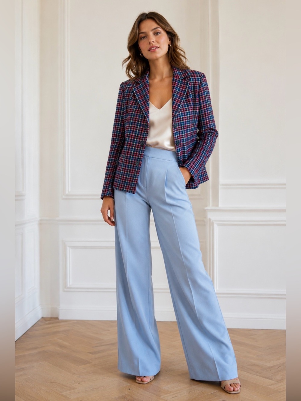 Classic Blue and Pink Plaid Jones NY Blazer